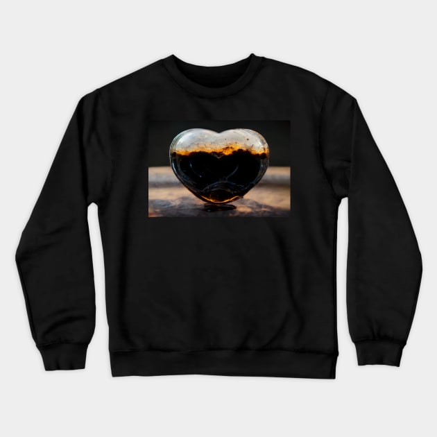 Black Broken Heart Art in Sunset /  Broken Hearts Unwind Designs Crewneck Sweatshirt by Unwind-Art-Work